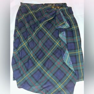 Ralph Lauren Women's Plaid Wrap Skirt Knee Length